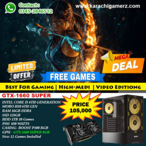 Gaming PC | Core i5-6th Generation | GTX 1660 Super 6GB Graphic Card | Boost Case
