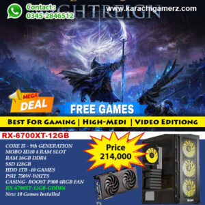 Core i5 - 9th Generation With RX 6700XT 12GB GDDR6 Pre-Installed Games